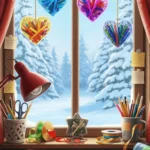 Red Crayon Hearts Suncatchers