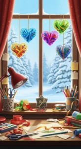 Red Crayon Hearts Suncatchers