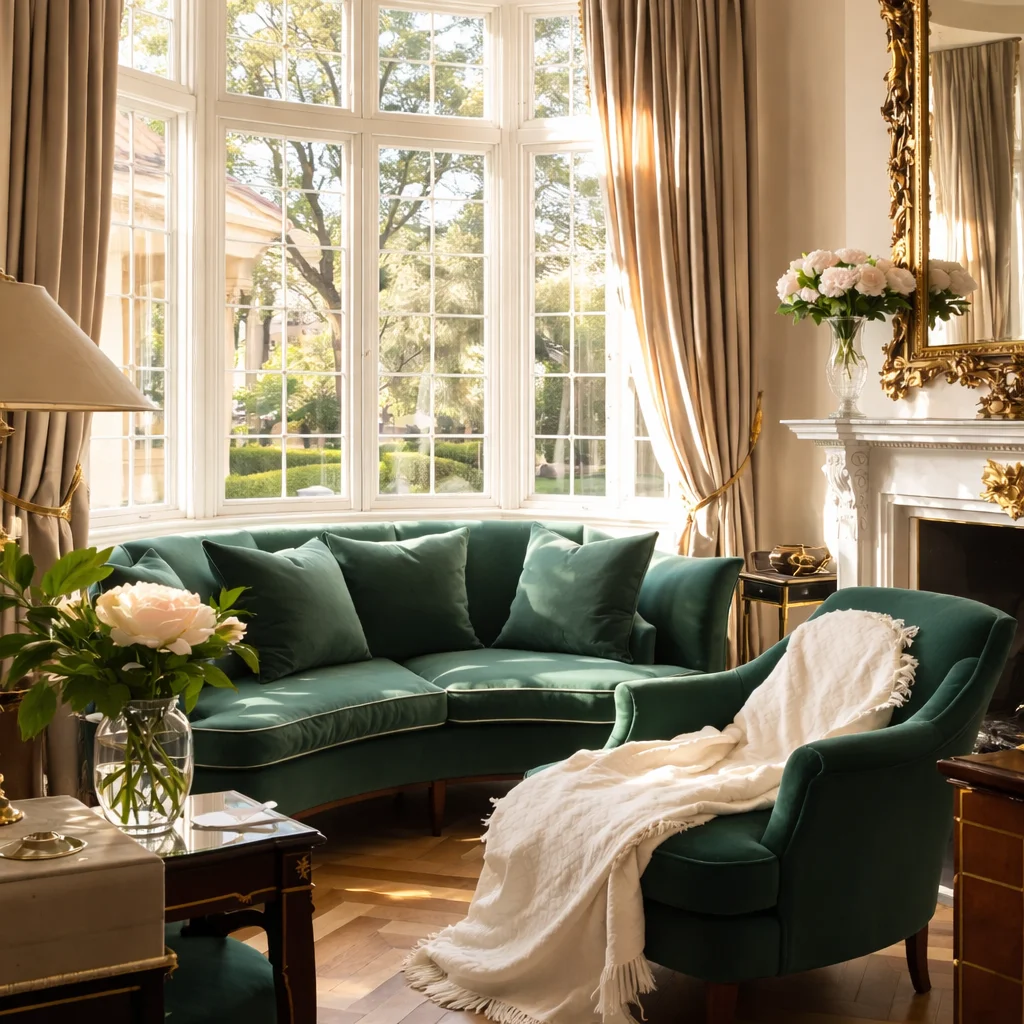 Elegant Edwardian living room with spacious layout and classic architecture details.