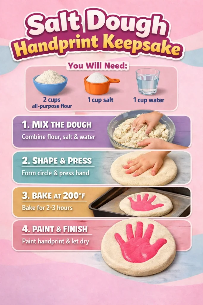 DIY salt dough handprint keepsake project for kids