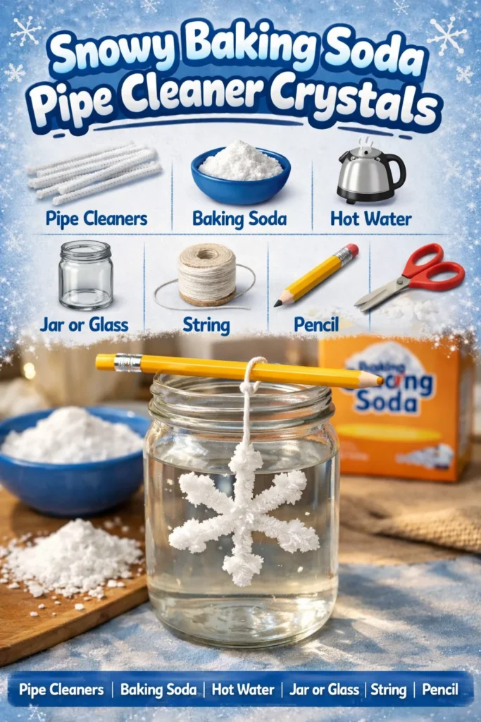 Snowy baking soda pipe cleaner crystals for effective cleaning