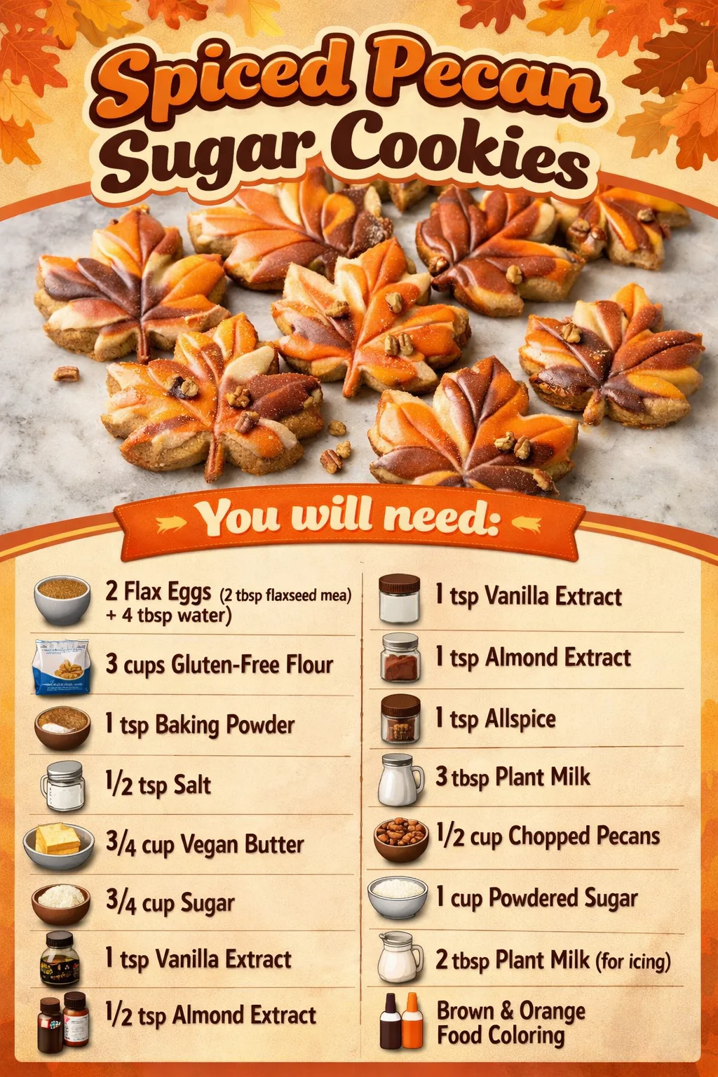 Plate of delicious spiced pecan sugar cookies decorated with nuts