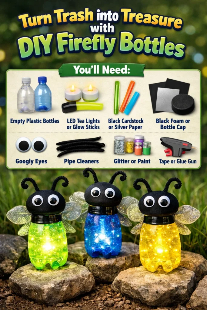 DIY Firefly Bottles made from recycled materials for home decor