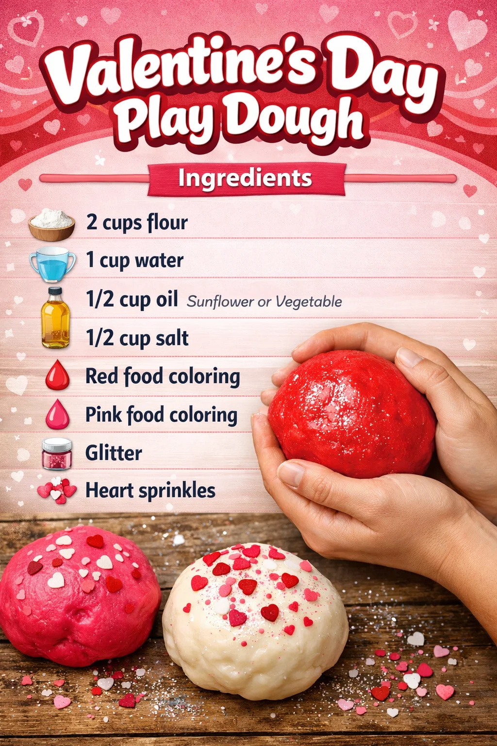 Valentine's Day themed play dough for kids' creative activities