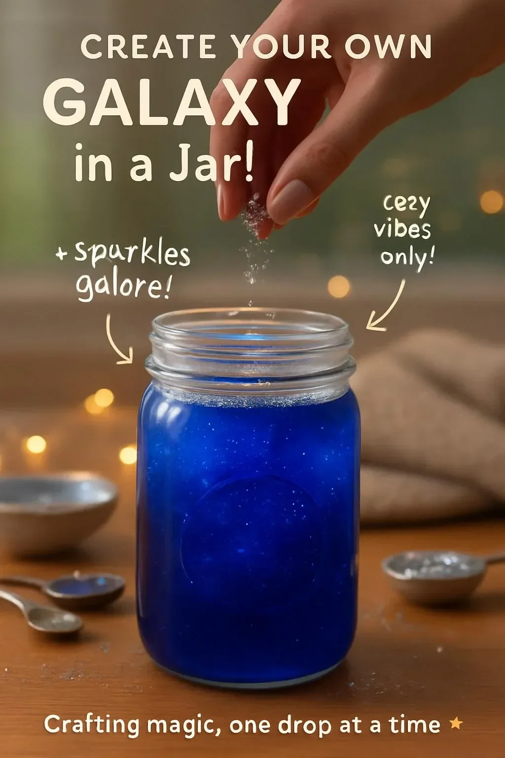 A calming craft project creating a galaxy with household materials.