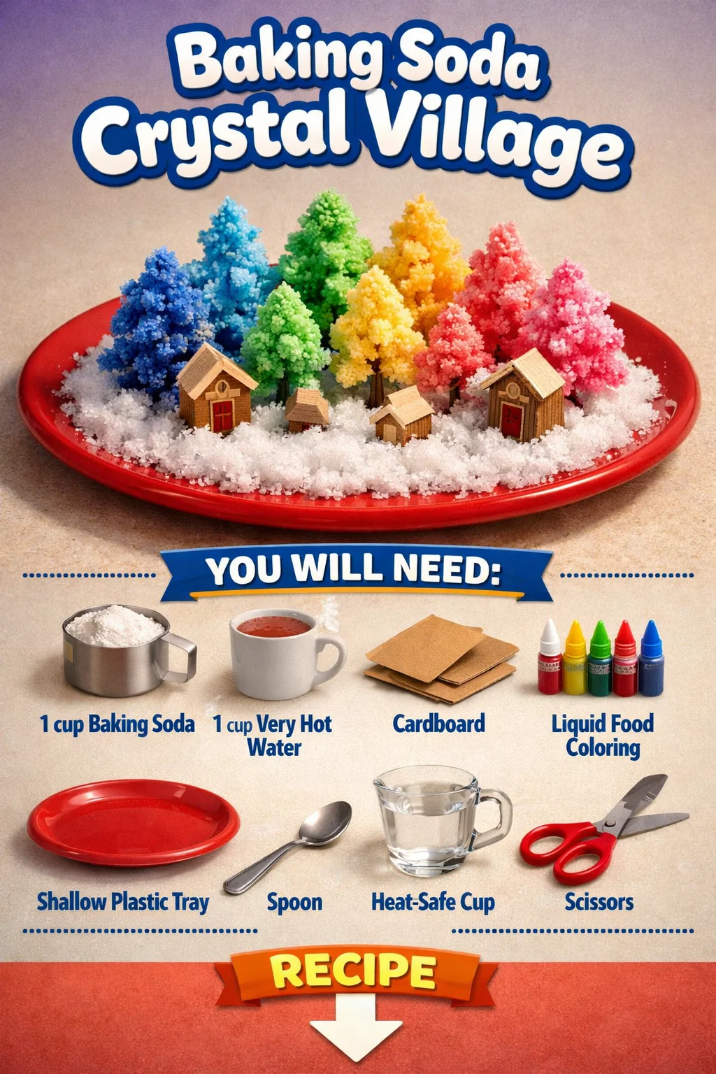 Baking Soda Crystal Village showcasing various baking soda uses and properties.