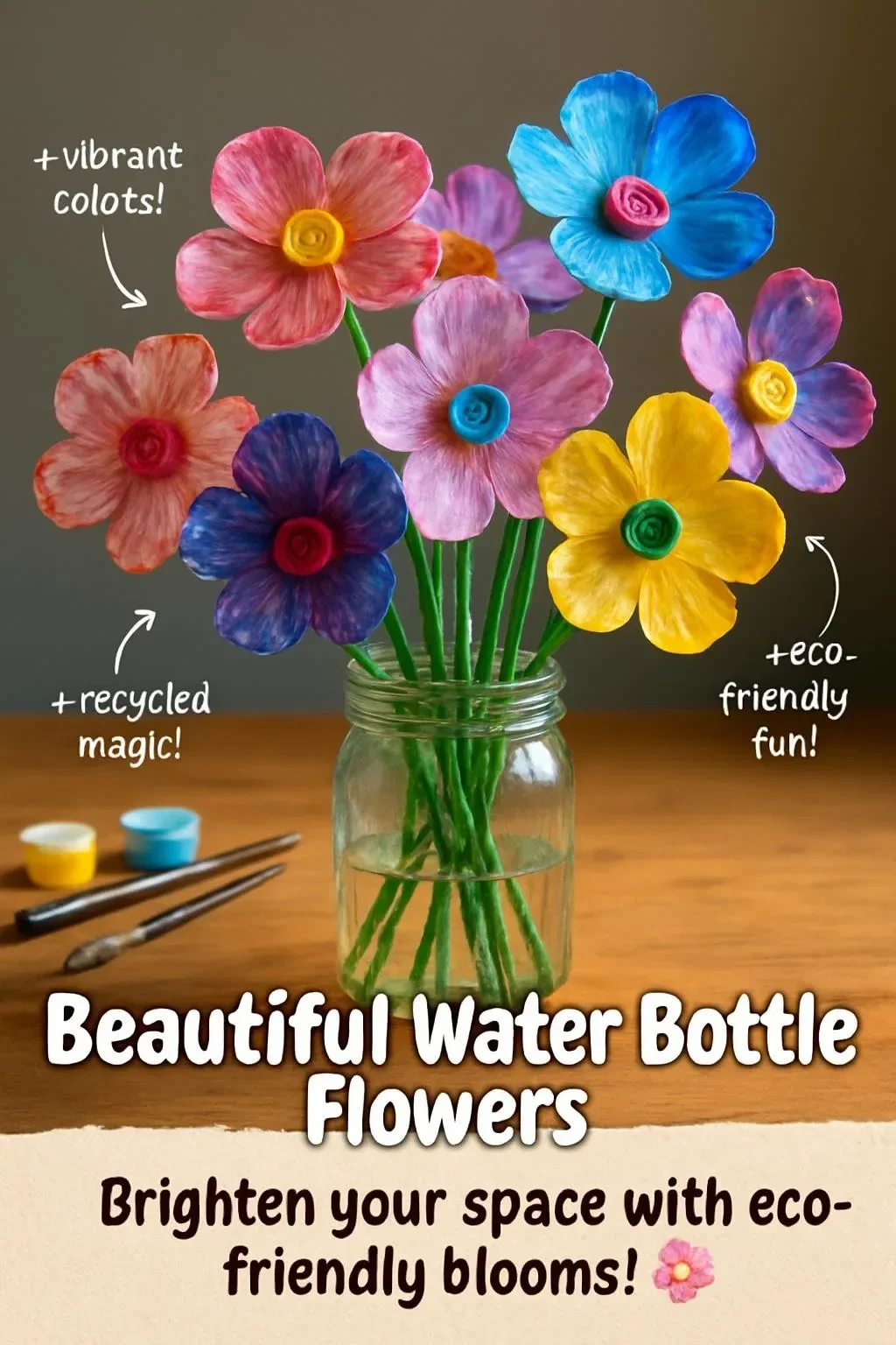 A beautiful arrangement of water bottle flowers showcasing vibrant colors and unique designs.