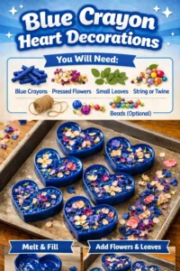 Blue Crayon Heart Decorations