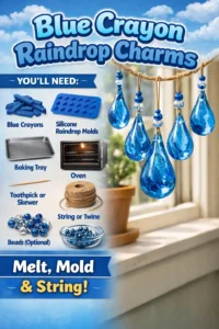 Blue Crayon Raindrop Charms