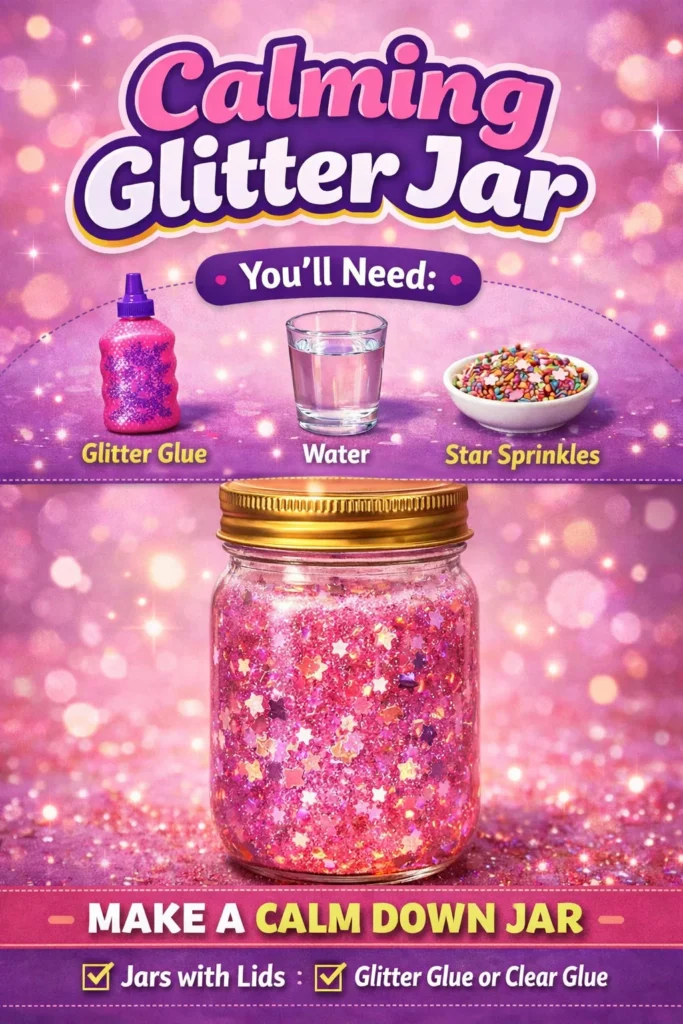 Calming glitter jar for stress relief and mindfulness activities.