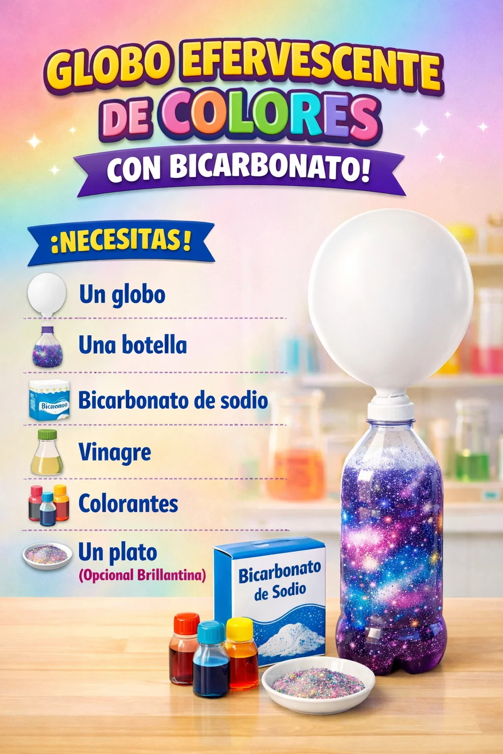 Colorful globe created with baking soda and vinegar for a science project