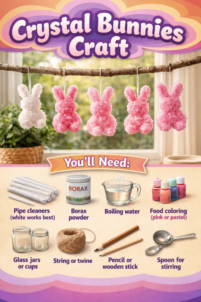 Handcrafted crystal bunnies displayed in an artisanal craft setting.