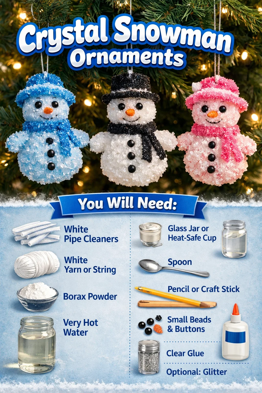 Beautiful crystal snowman ornaments for festive tree decoration