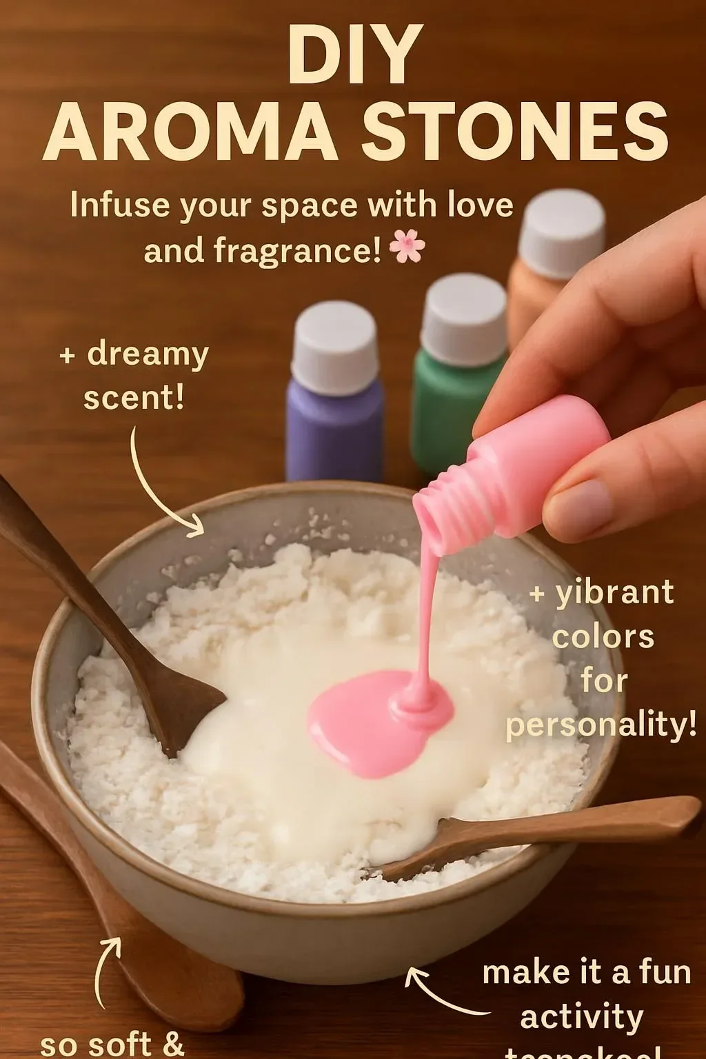 Colorful DIY aroma stones infused with essential oils for a fragrant home