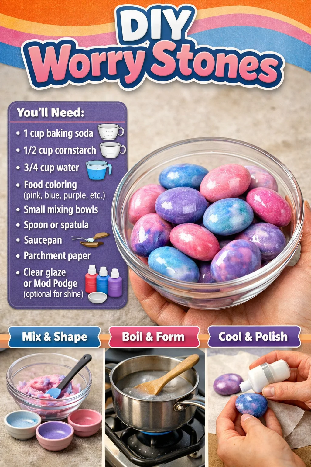 DIY worry stones for relaxation and stress relief