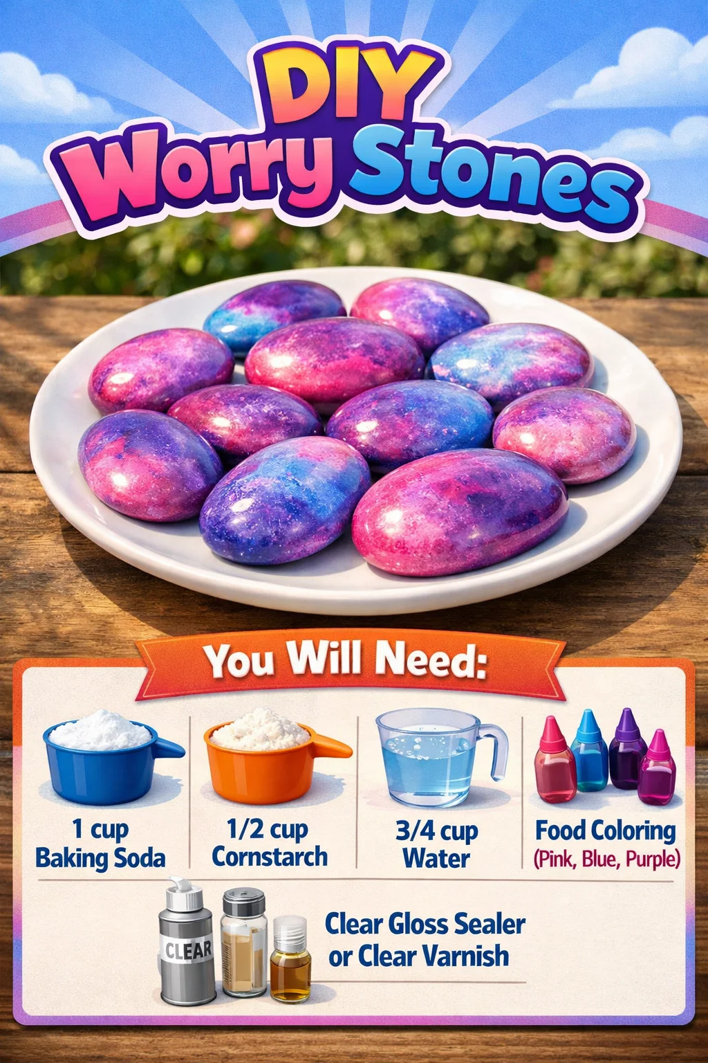 Handcrafted DIY worry stones for stress relief and relaxation