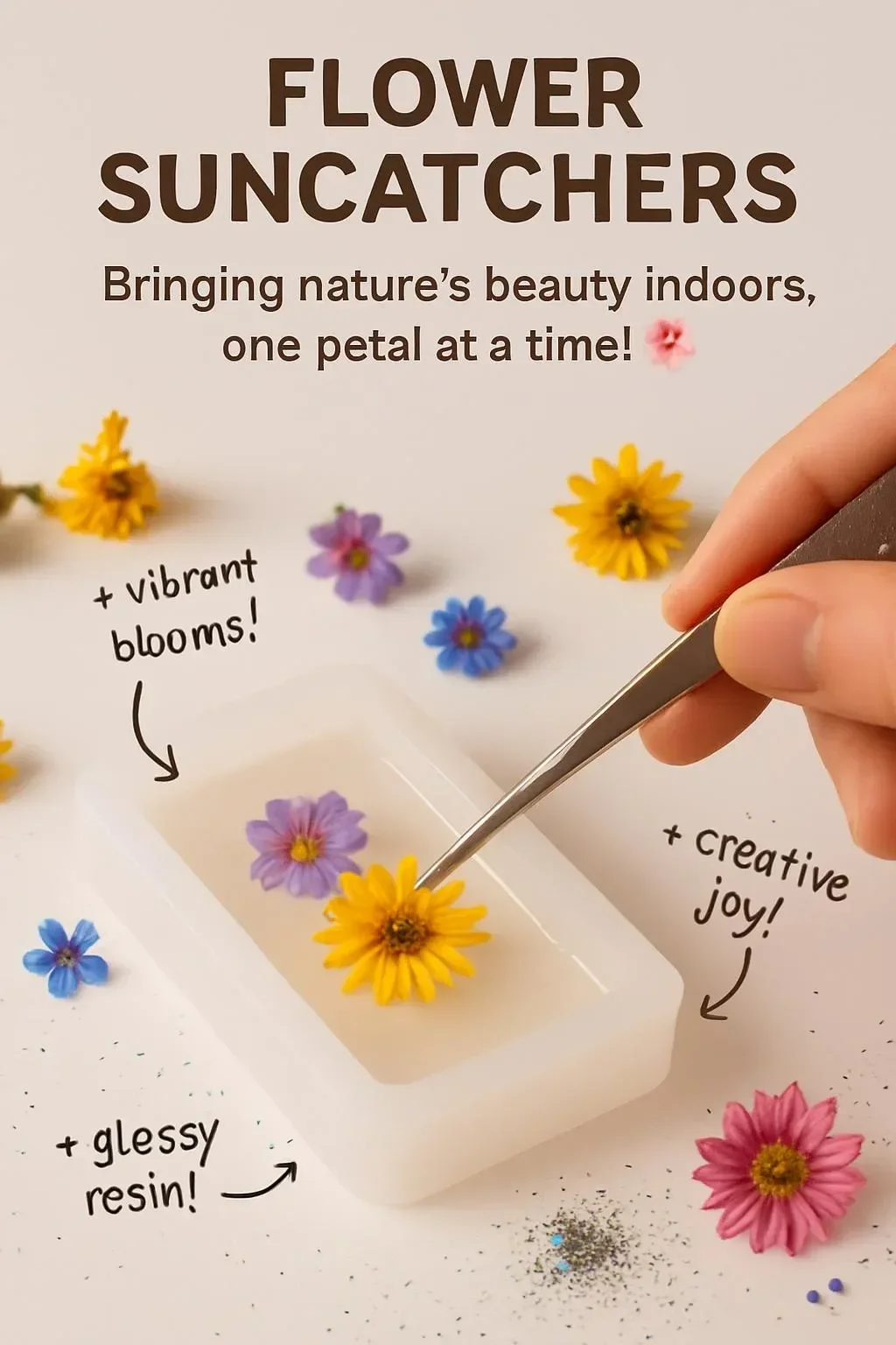 Beautiful flower suncatchers reflecting sunlight in vibrant colors.