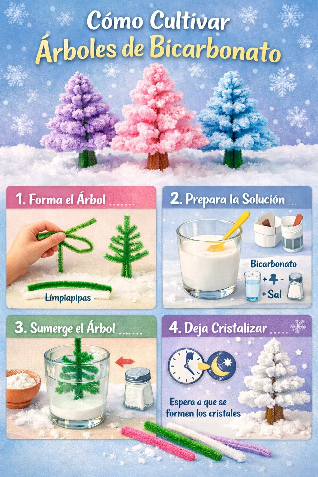 Bicarbonate crystals glimmering in the lush forest landscape.