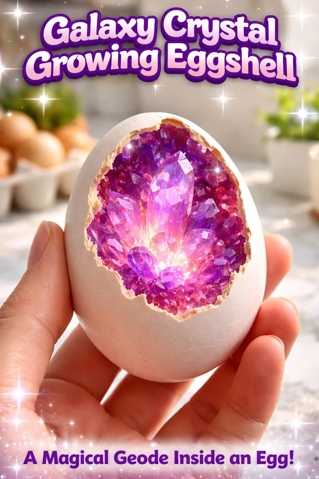 Galaxy Crystal Growing Eggshell set with vibrant crystals