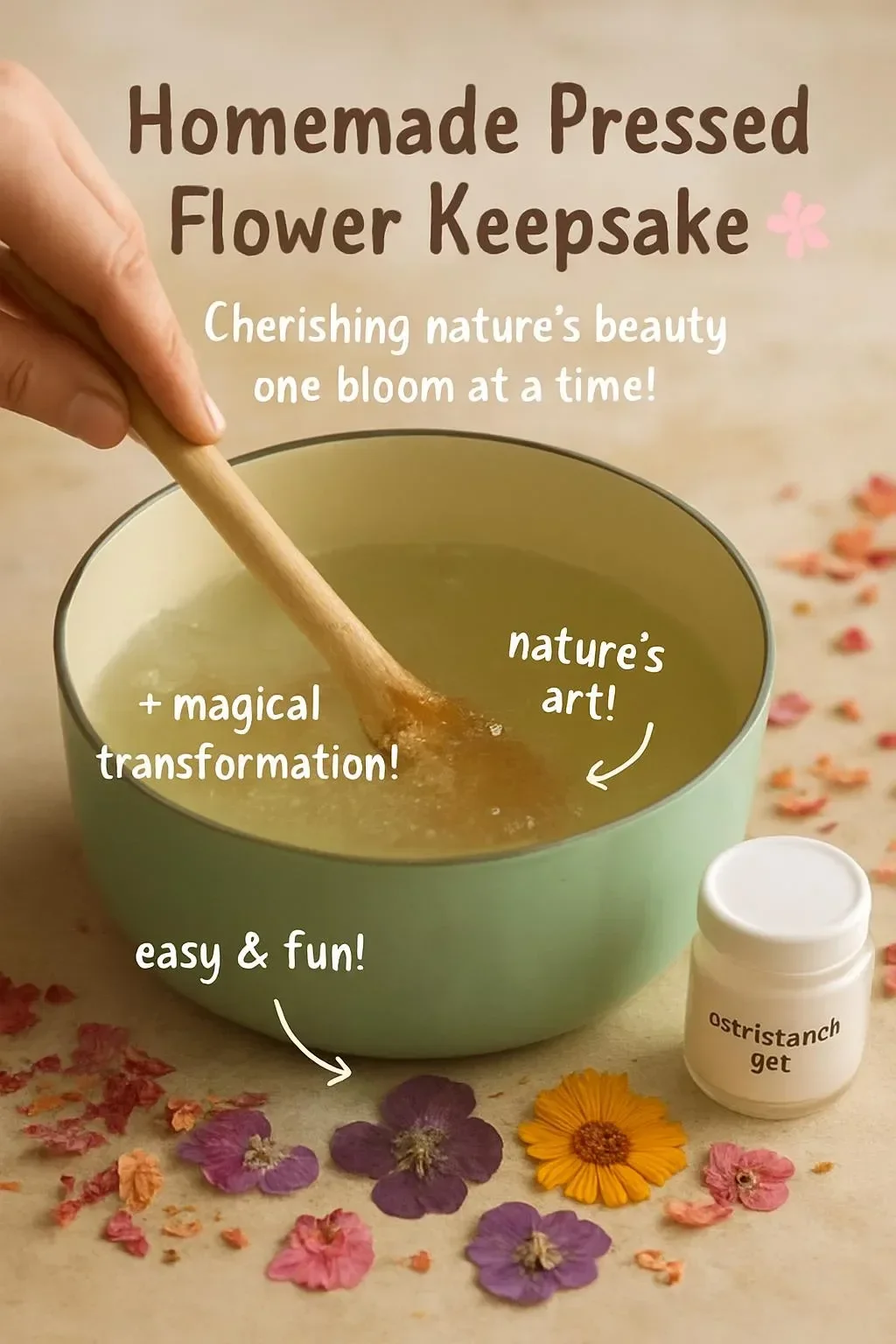 Beautiful homemade pressed flower keepsake for decoration or gifting.