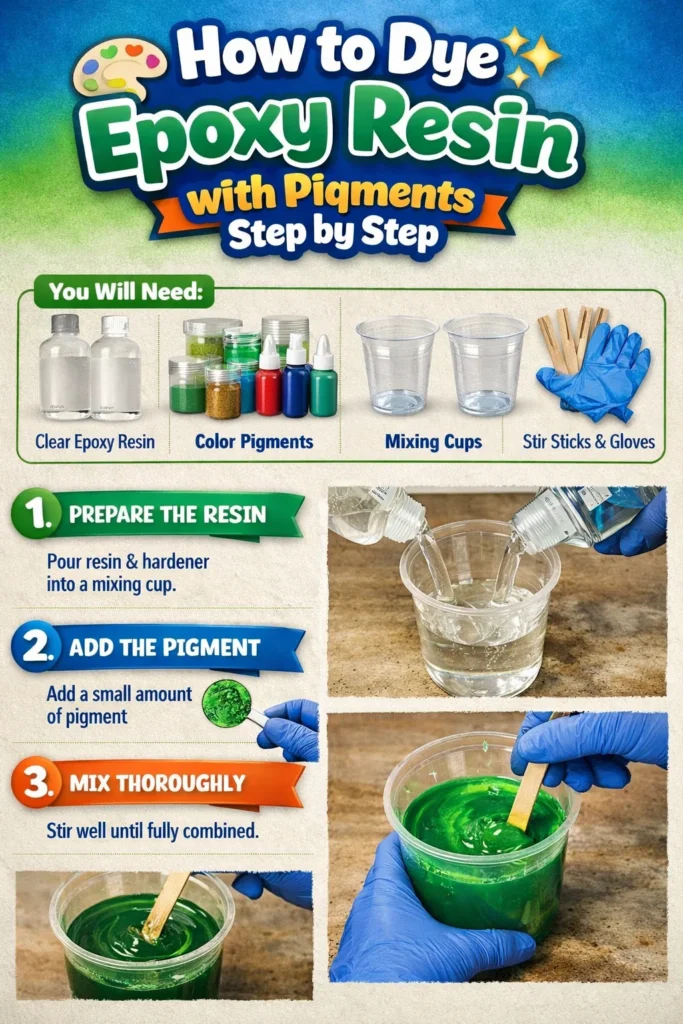 Step by step guide on dyeing epoxy resin with pigments for vibrant colors