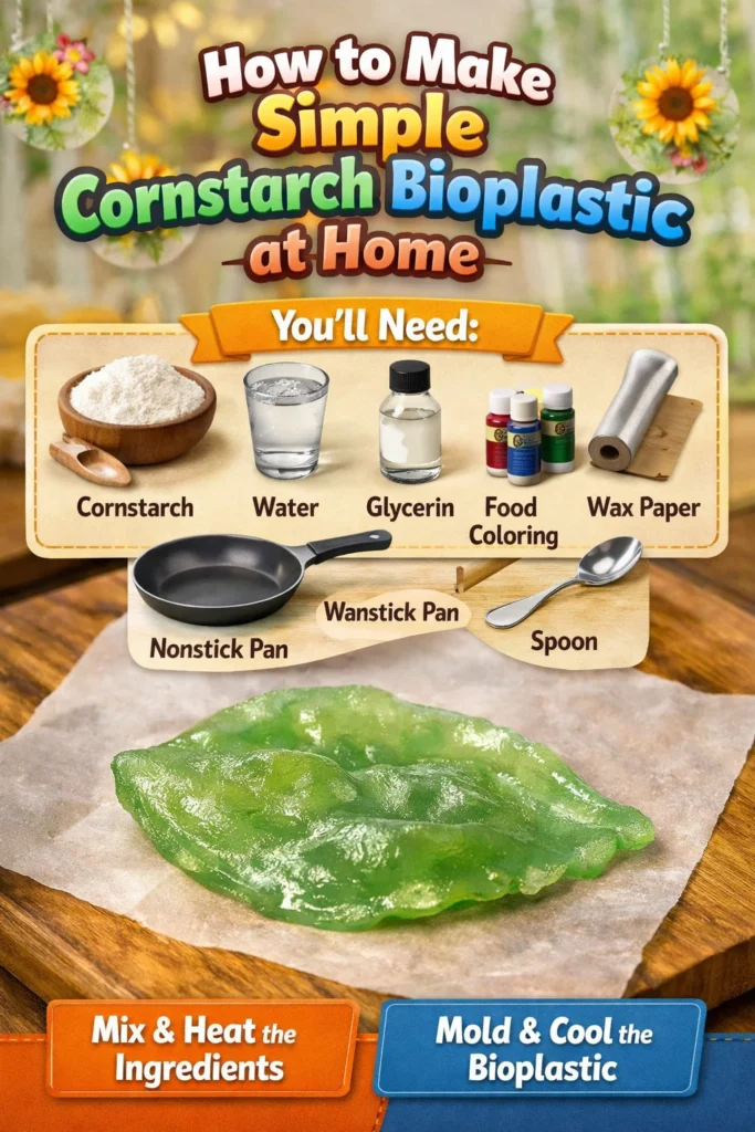 Homemade cornstarch bioplastic materials and process demonstration