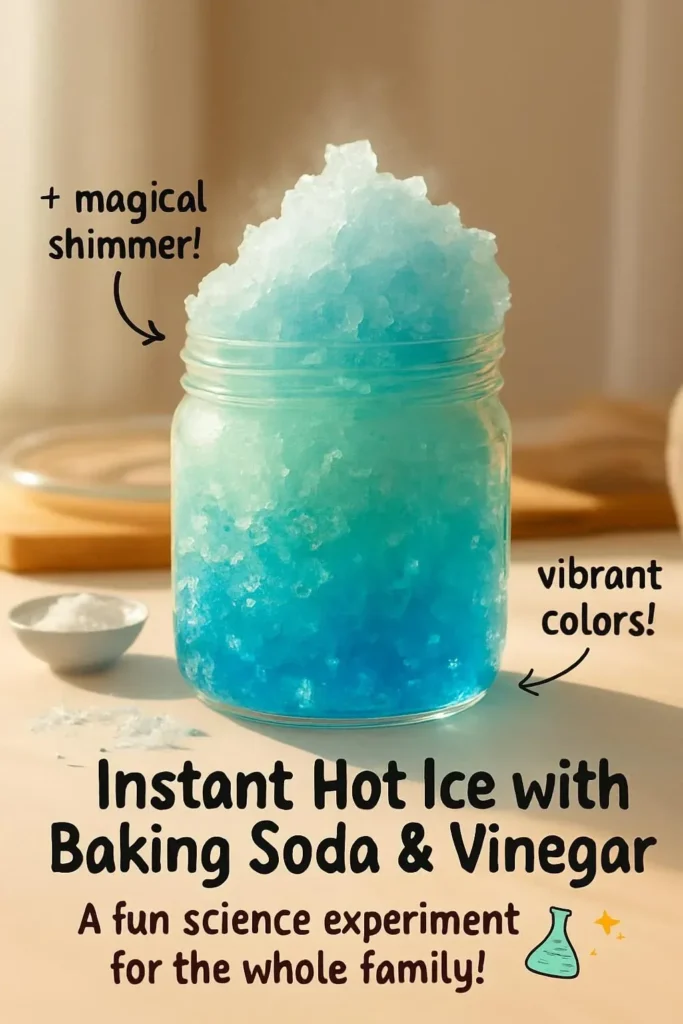 Instant hot ice experiment using baking soda and vinegar.