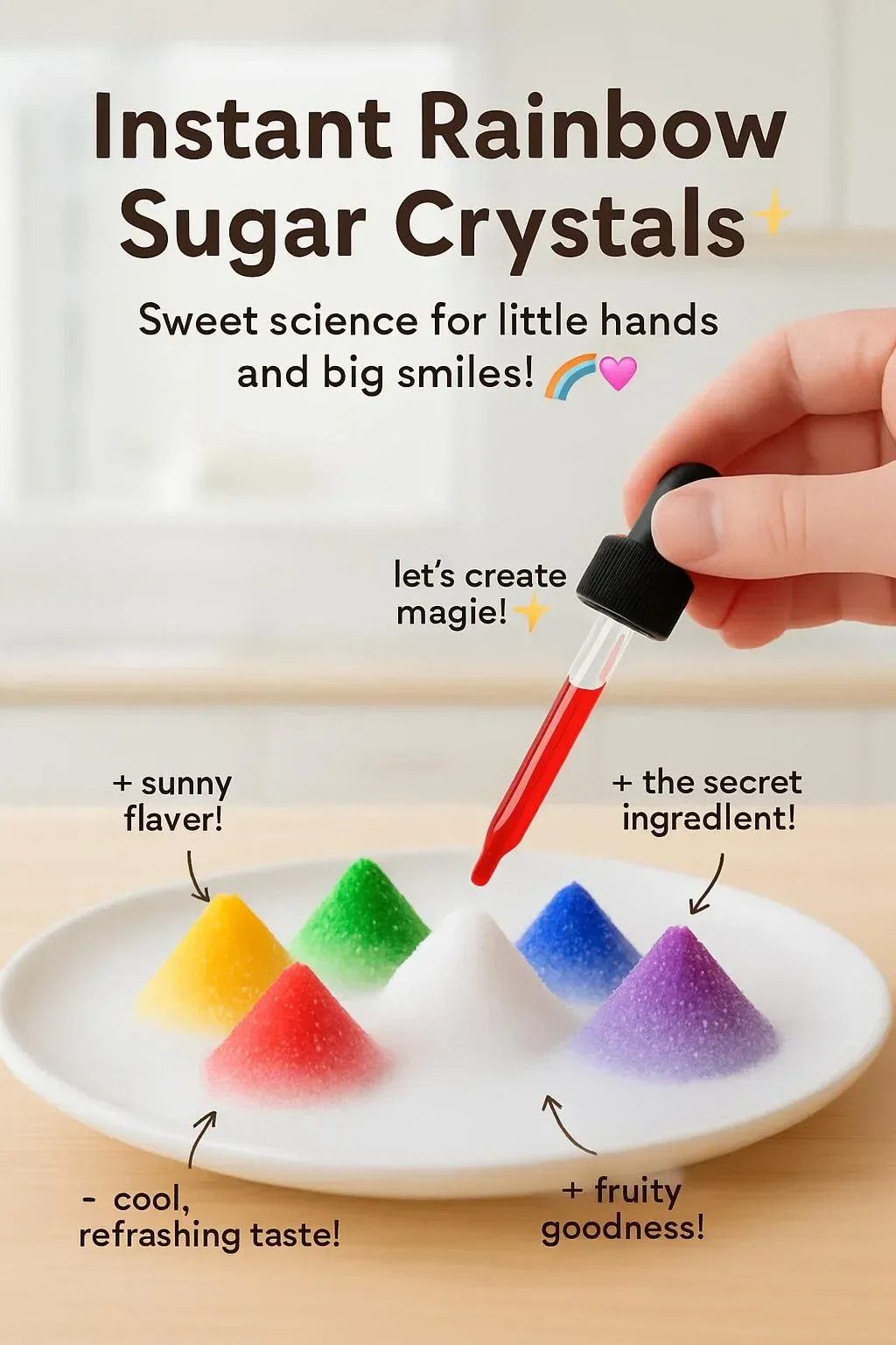 Vibrant rainbow sugar crystals for baking and decorating desserts