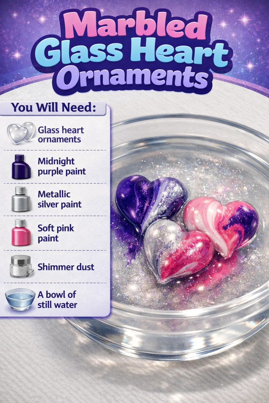 Colorful marbled glass heart ornaments for home decoration