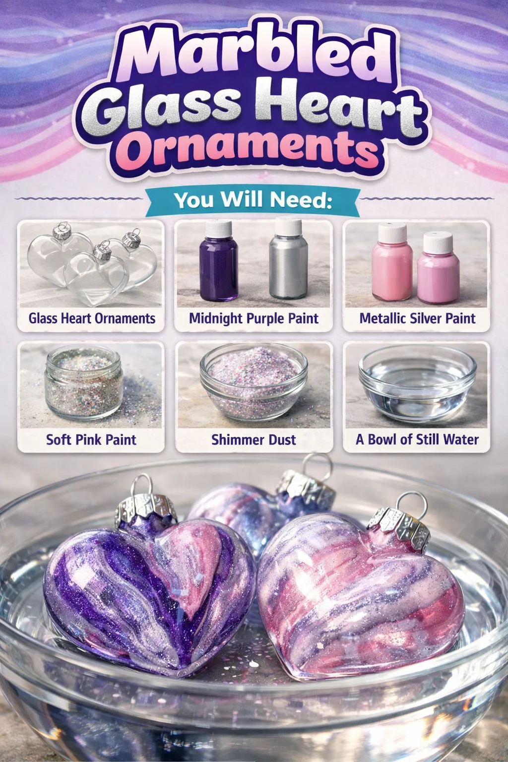 Marbled glass heart ornaments in various colors for decorative use