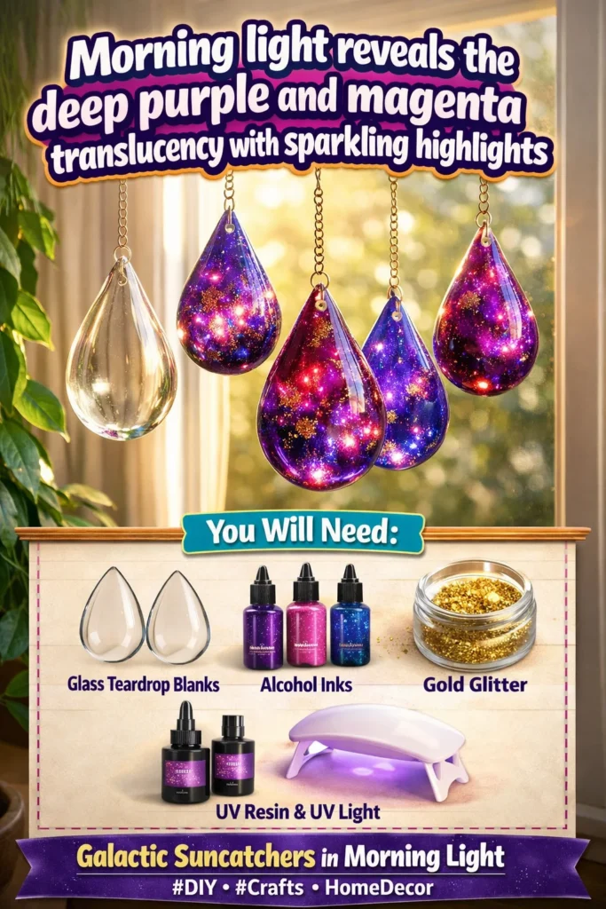 Morning light highlighting deep purple and magenta translucency with sparkling details.