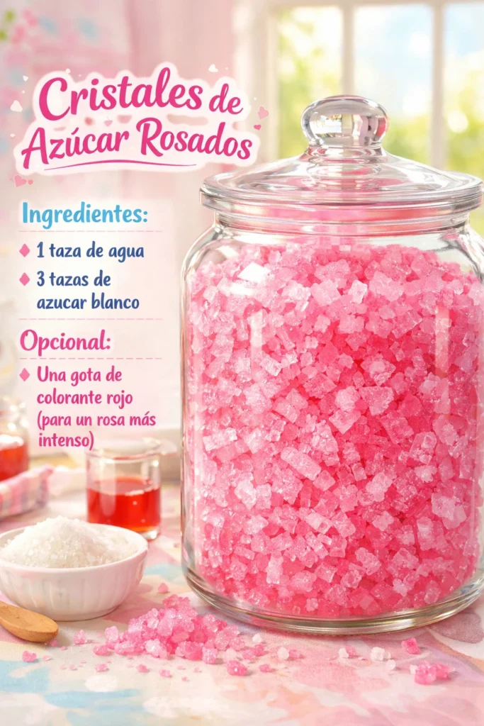 Vibrant pink sugar crystals for decorative baking and desserts