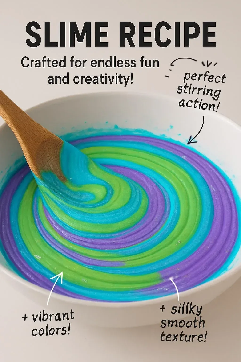 Colorful homemade slime recipe for kids