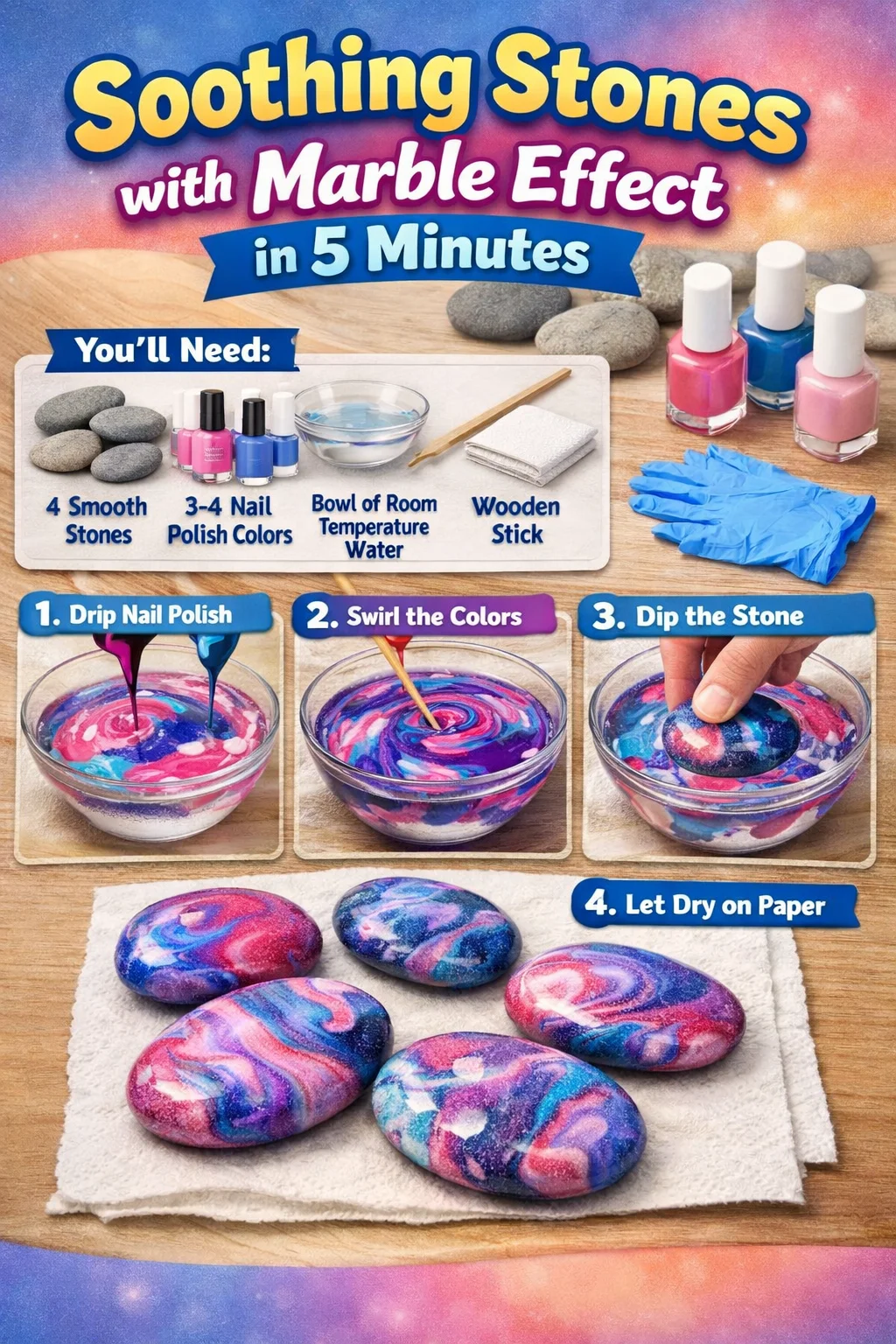 DIY soothing stones with marble effect creation tutorial