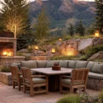 Stunning mountain garden in an alpine setting filled with vibrant flowers and lush greenery.
