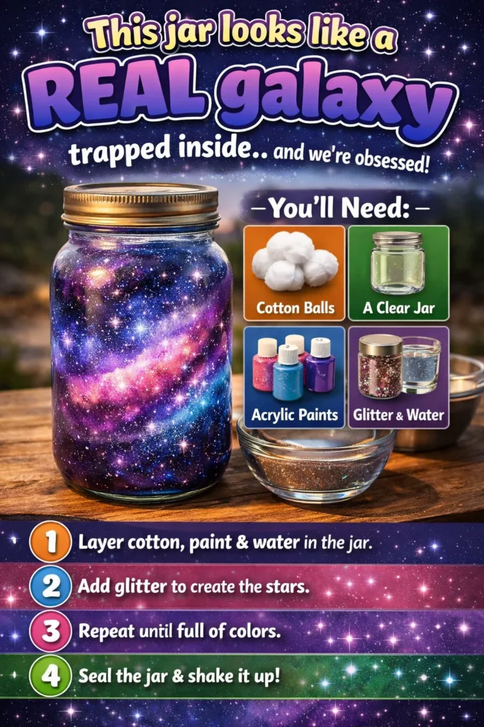 Stunning galaxy jar showcasing a vibrant and realistic cosmic design.