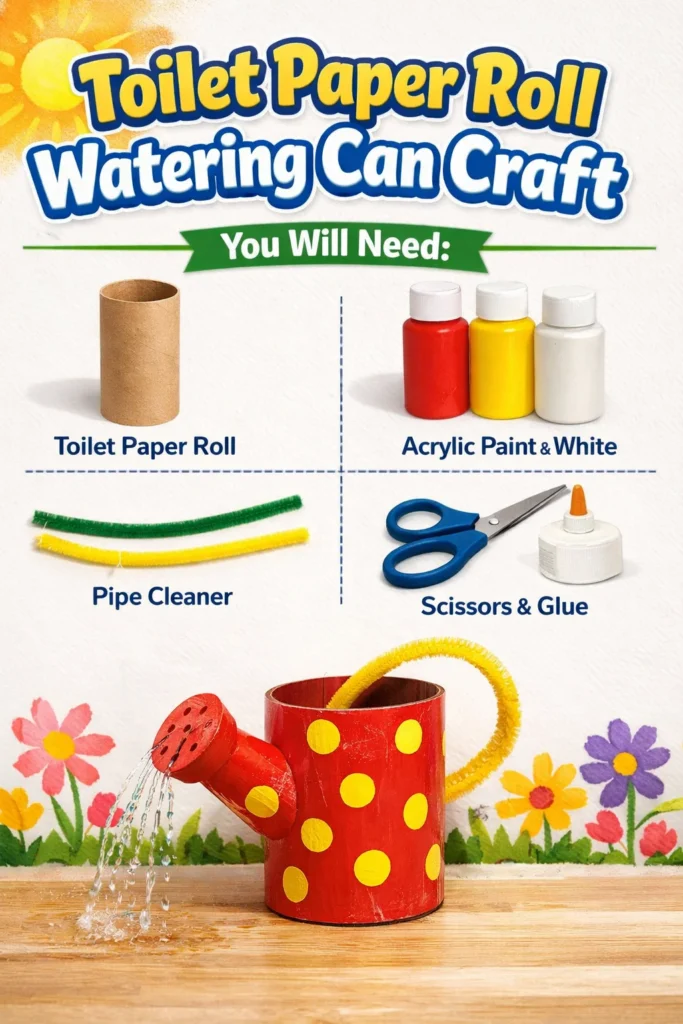 DIY toilet paper roll watering can craft for kids