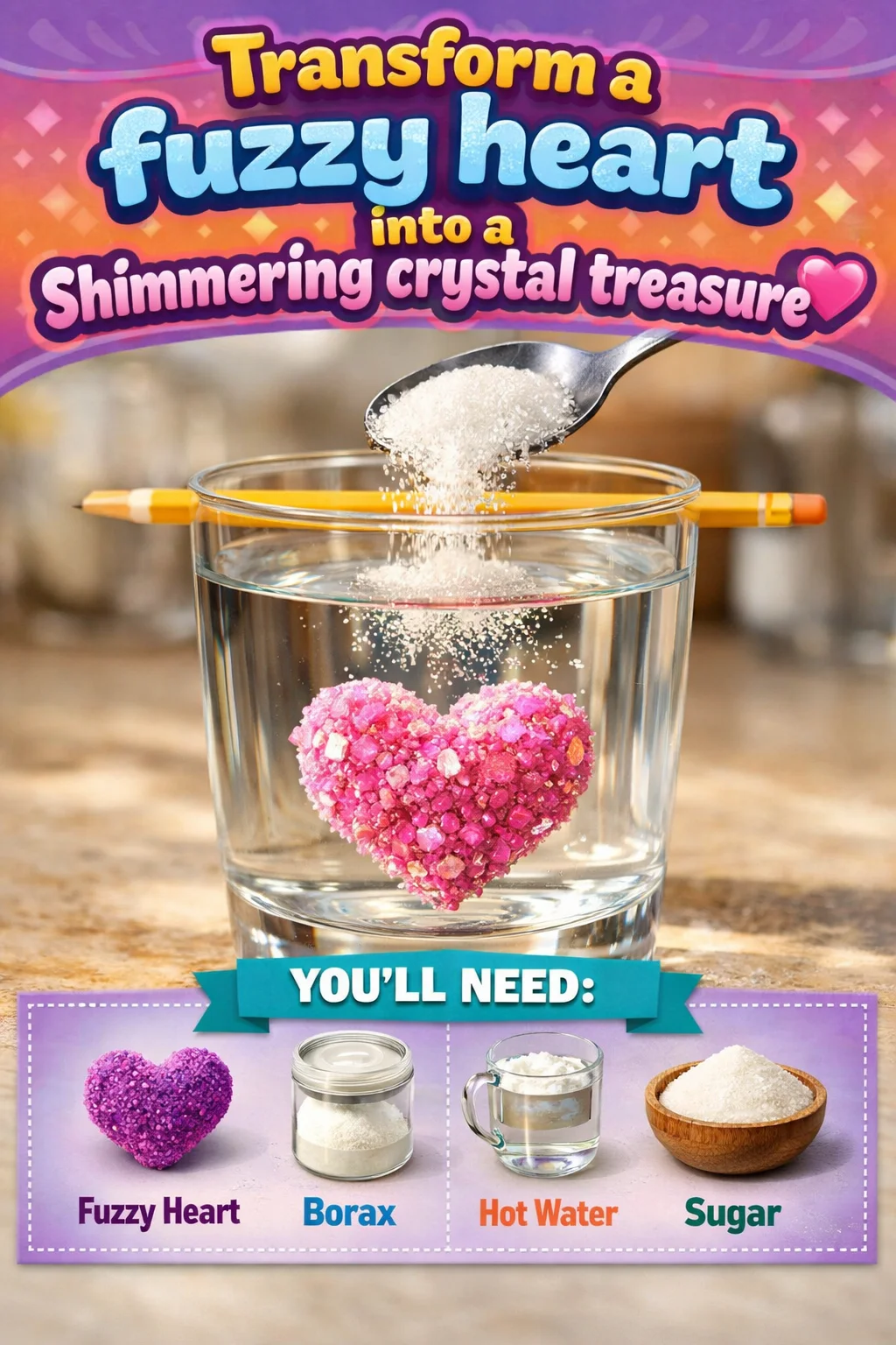 Crafted shimmering crystal heart decor shining bright