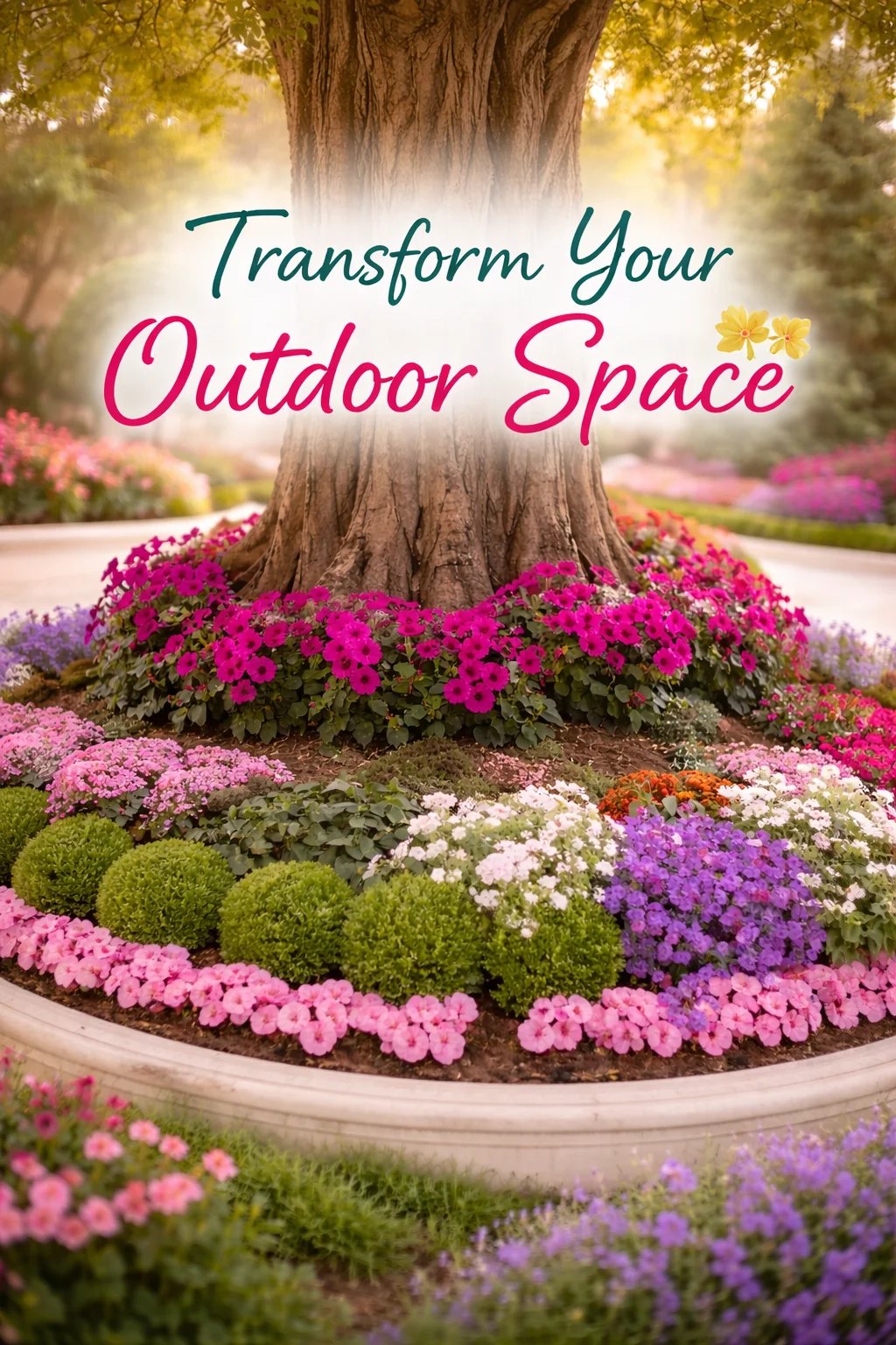 Flower-Filled Tree Bed