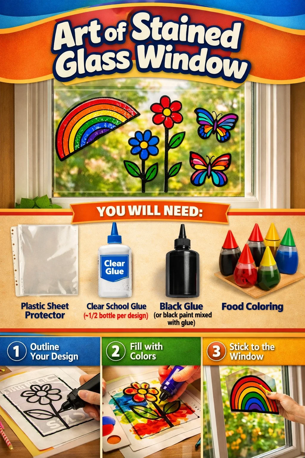 Stained glass window featuring intricate designs and vibrant colors