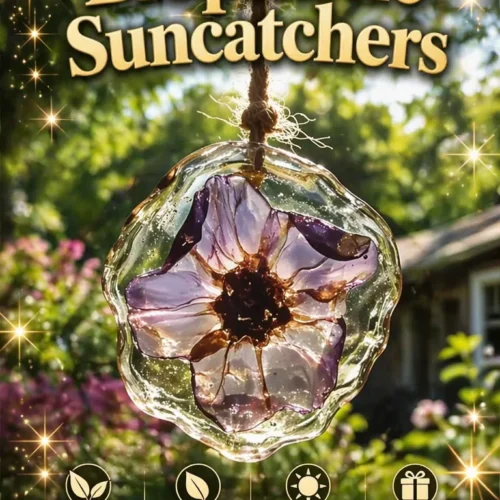 Colorful bioplastic suncatchers hanging in sunlight, showcasing eco-friendly design.