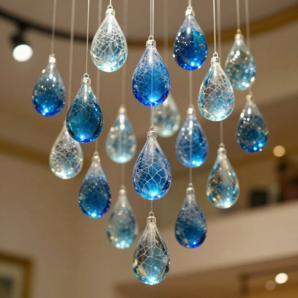 Blue Crayon Raindrop Suncatchers