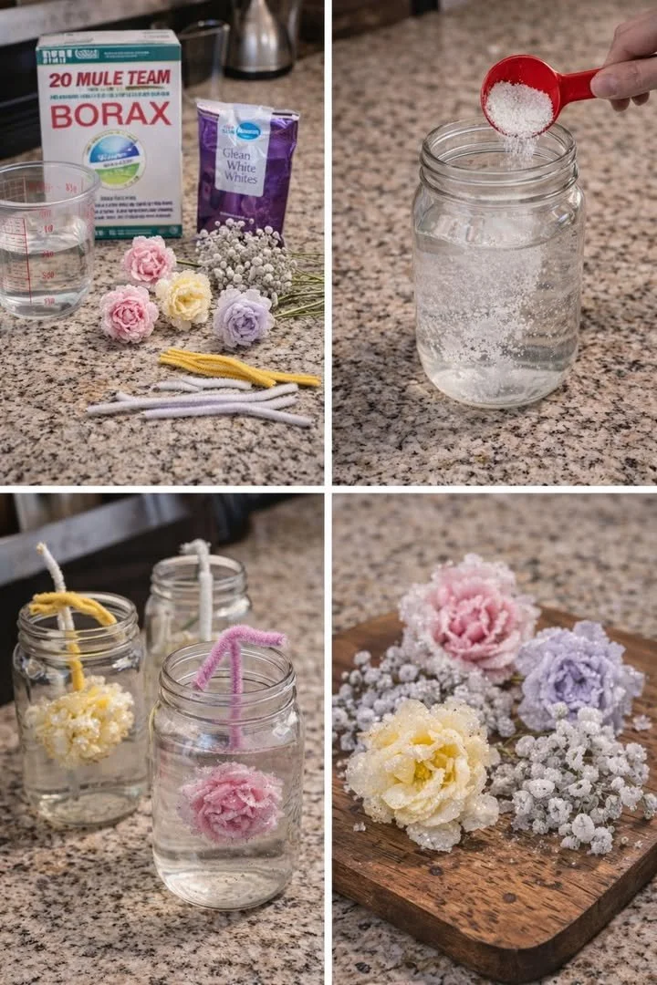 Borax Crystal Growing Flowers
