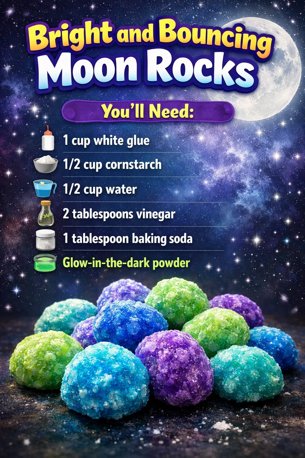 Bright and bouncing moon rocks showcasing their unique texture and vibrant colors