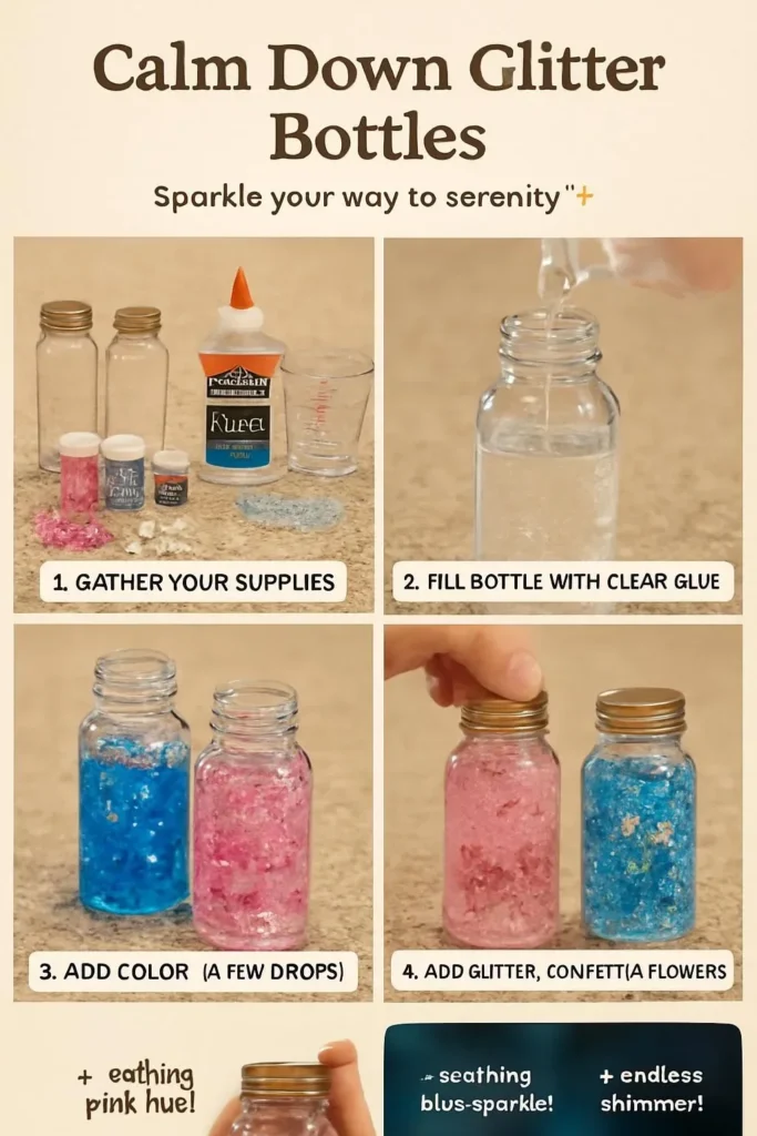 Calm down glitter bottles for relaxation and anxiety relief