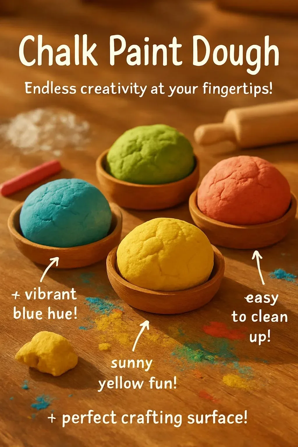 Colorful chalk paint dough for creative projects and crafts