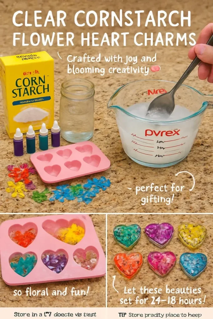 Clear cornstarch flower heart charms for eco-friendly accessories