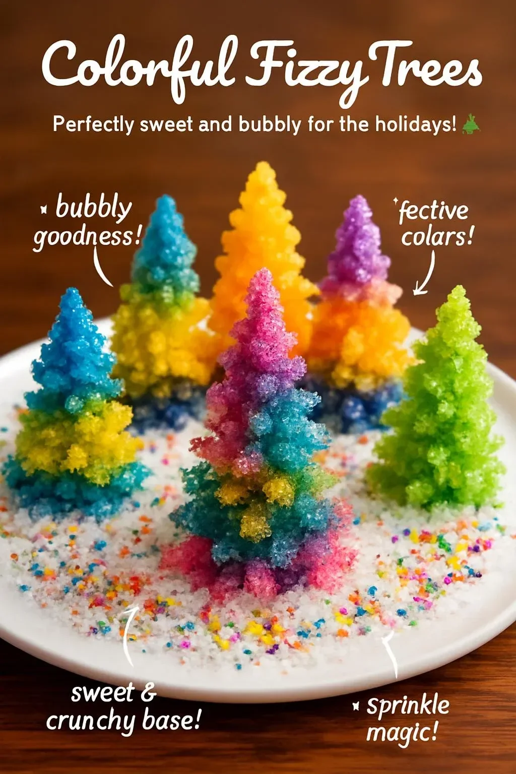 A vibrant display of colorful trees in various bright shades.