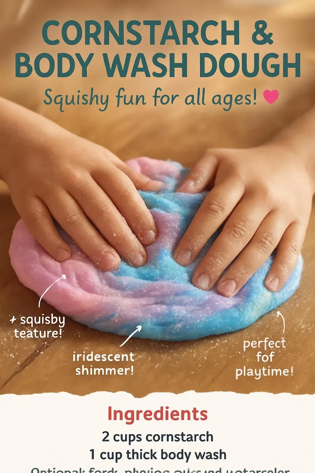 Homemade cornstarch and body wash dough for skin hydration