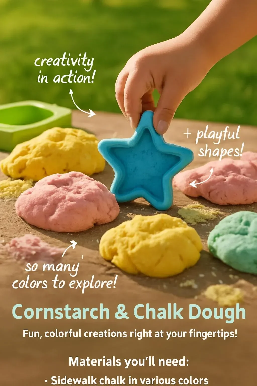 Homemade cornstarch and chalk dough for crafting